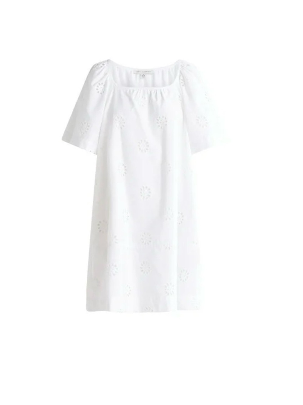 White Eyelet Mini Dress with Square Neck